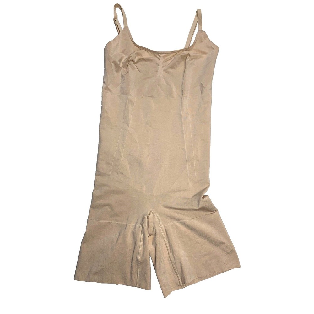 Spanx OnCore Mid Thigh Bodysuit Shapewear Beige M